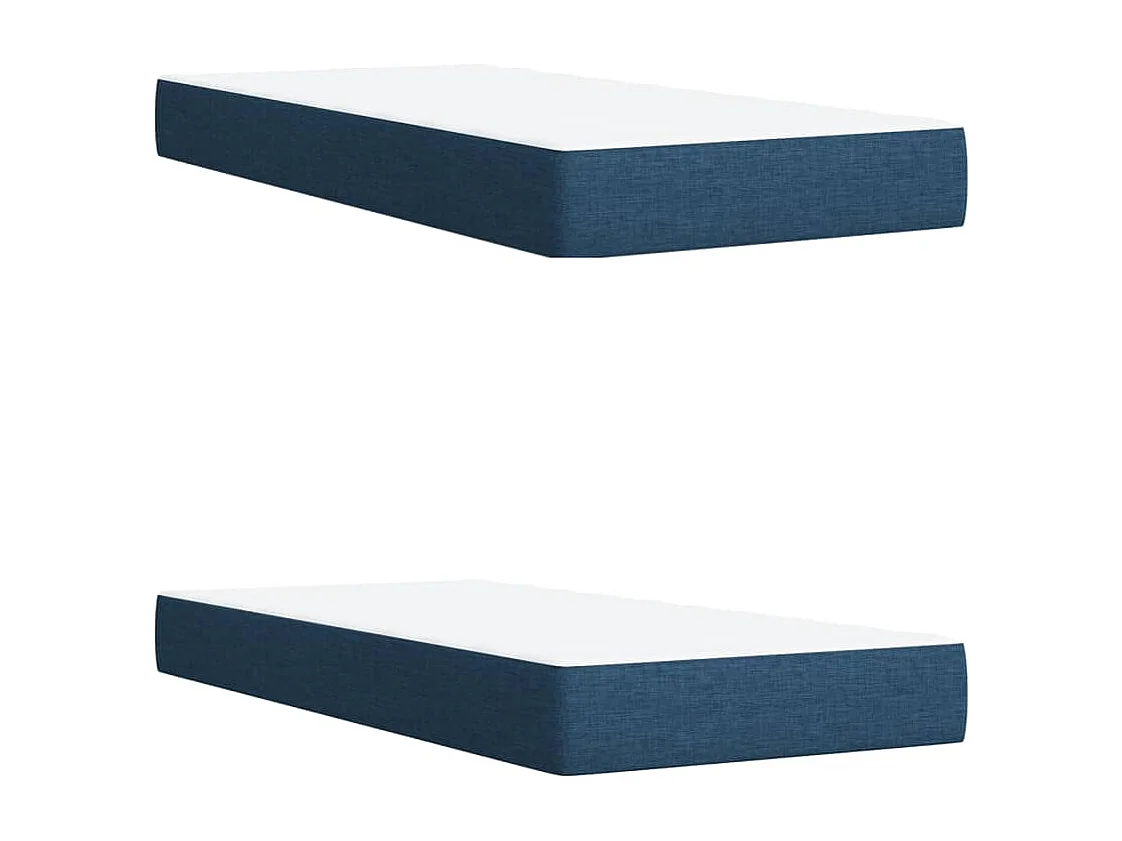 Cama box spring con colchón tela azul 200x200 cm