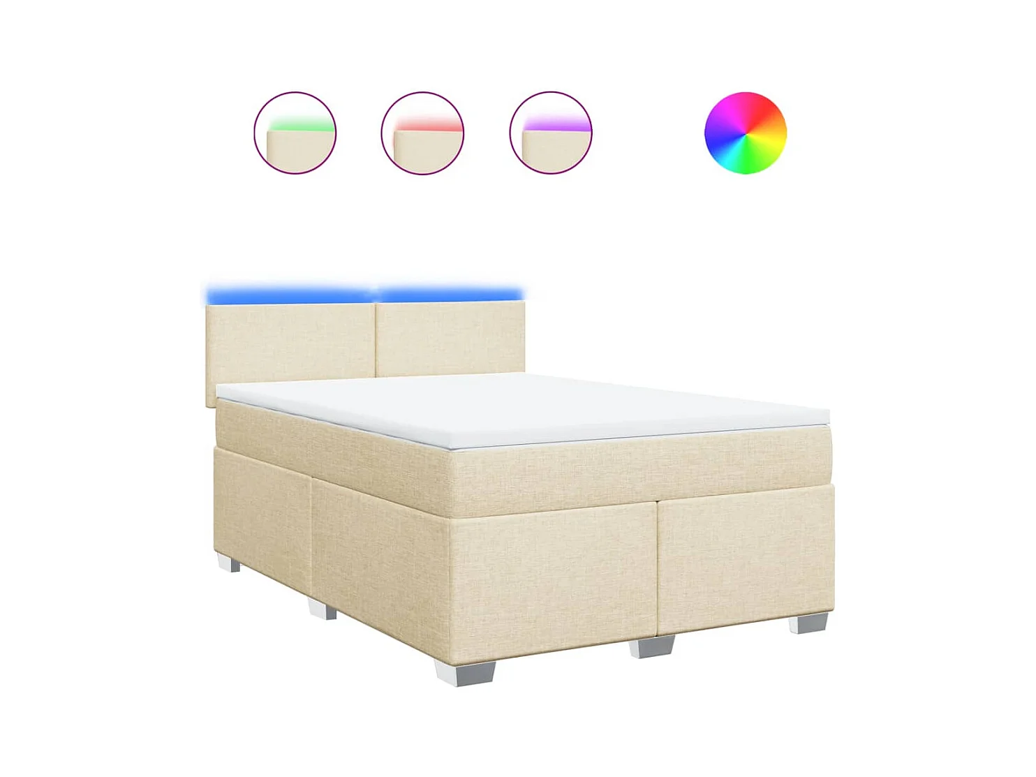 Sommier à lattes de lit avec matelas Crème 160x200 cm Tissu