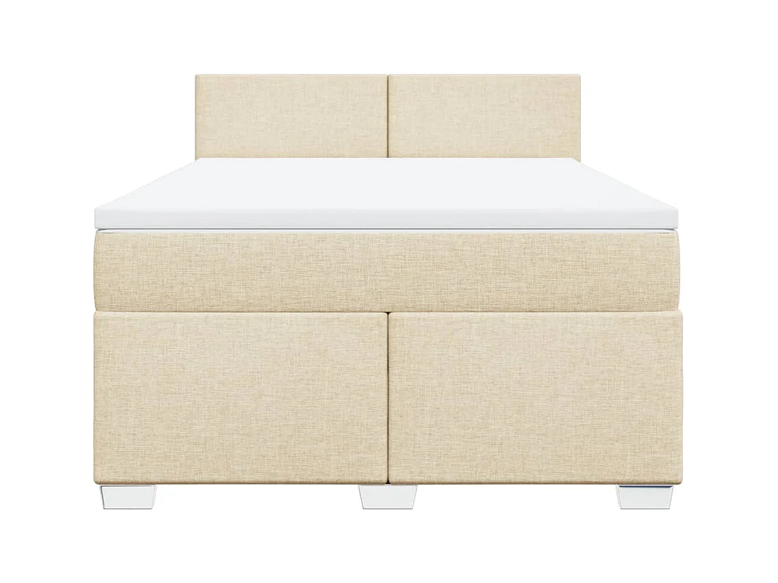 Sommier à lattes de lit avec matelas Crème 160x200 cm Tissu