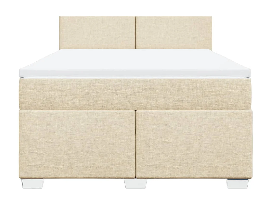 Cama box spring con colchón tela color crema 160x200 cm