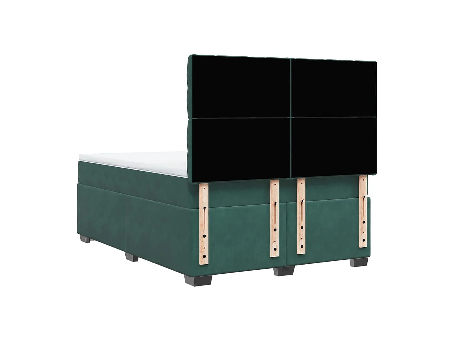 Cama box spring con colchón terciopelo verde oscuro 160x200 cm
