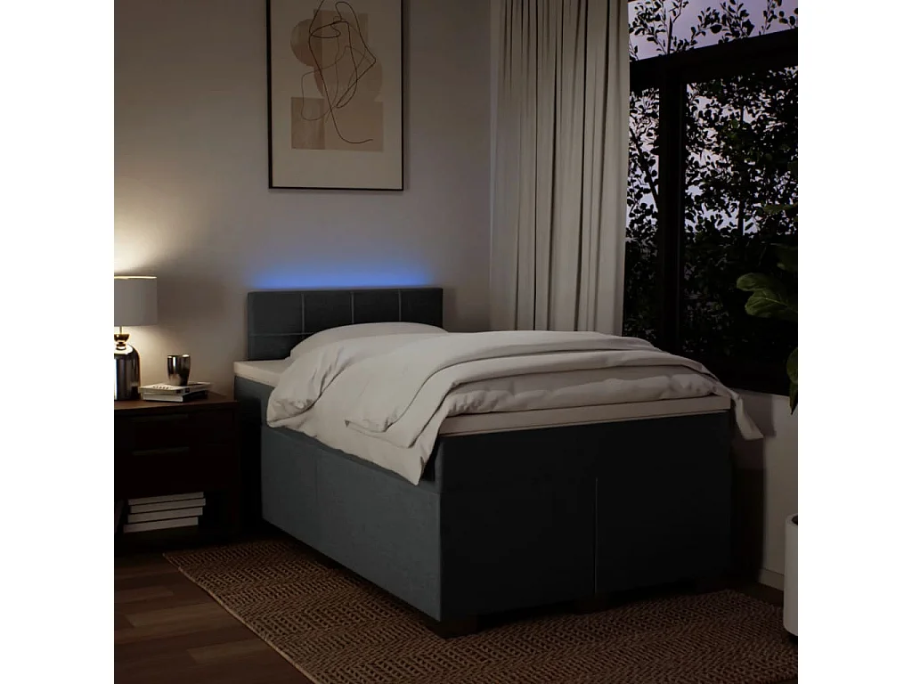 Sommier à lattes de lit avec matelas gris foncé 120x190cm tissu