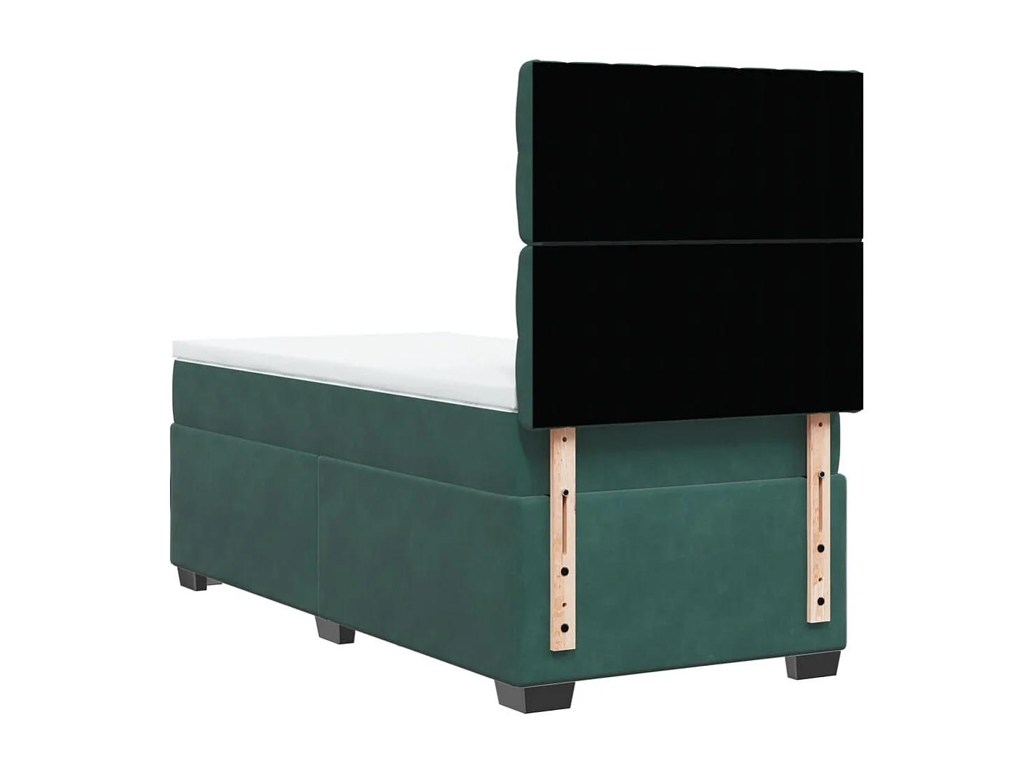 Cama box spring con colchón terciopelo verde oscuro 90x200 cm