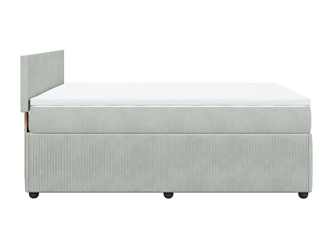 Cama box spring con colchón terciopelo gris claro 140x190 cm