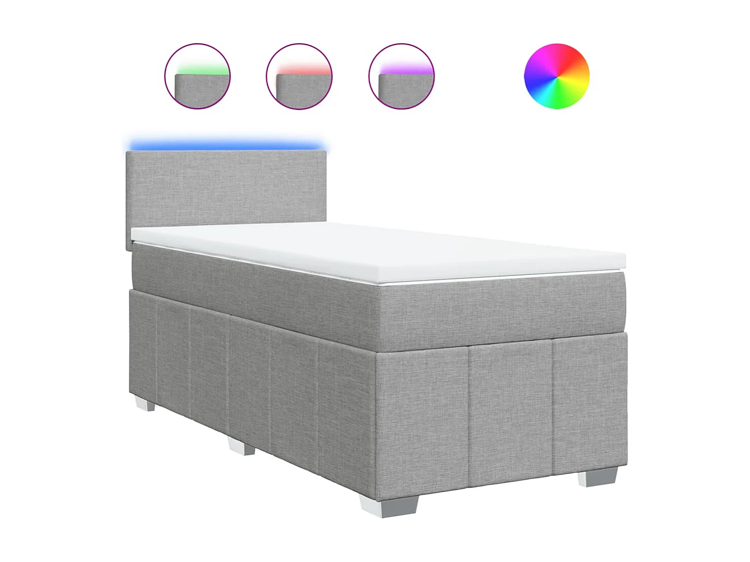 Sommier à lattes de lit avec matelas Gris clair 90x200 cm Tissu