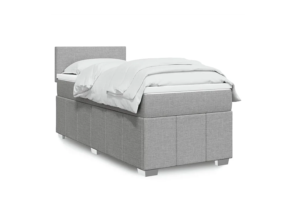 Cama com molas/colchão 90x200 cm tecido cinza-claro