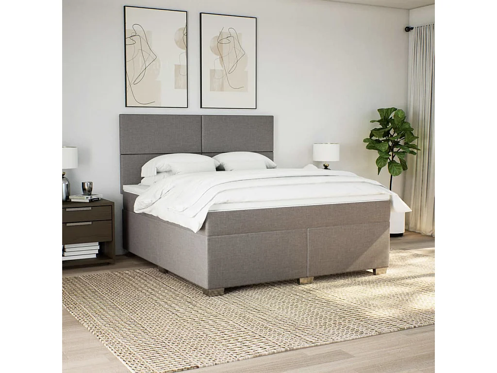 Sommier à lattes de lit avec matelas Taupe 180x200 cm Tissu