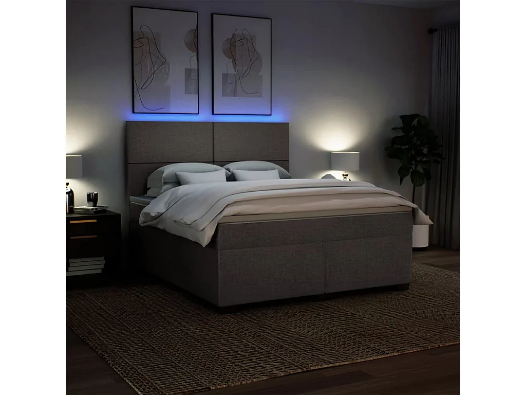 Sommier à lattes de lit avec matelas Taupe 180x200 cm Tissu