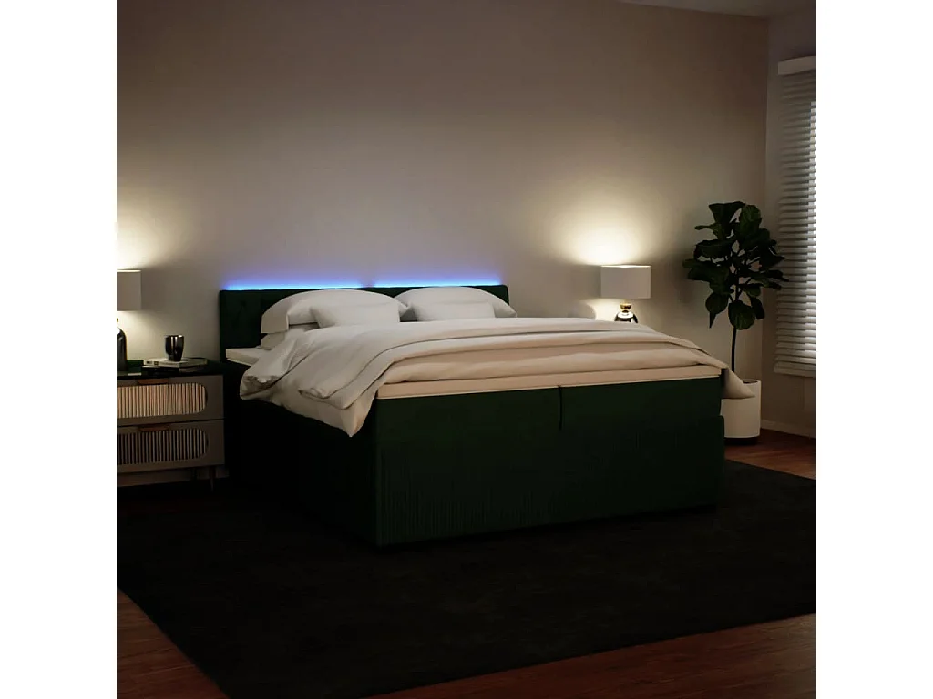 Sommier à lattes de lit et matelas Vert foncé 200x200cm Velours