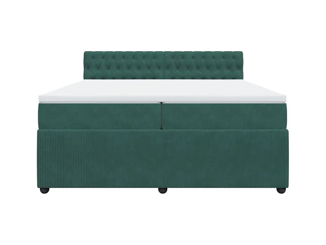 Sommier à lattes de lit et matelas Vert foncé 200x200cm Velours