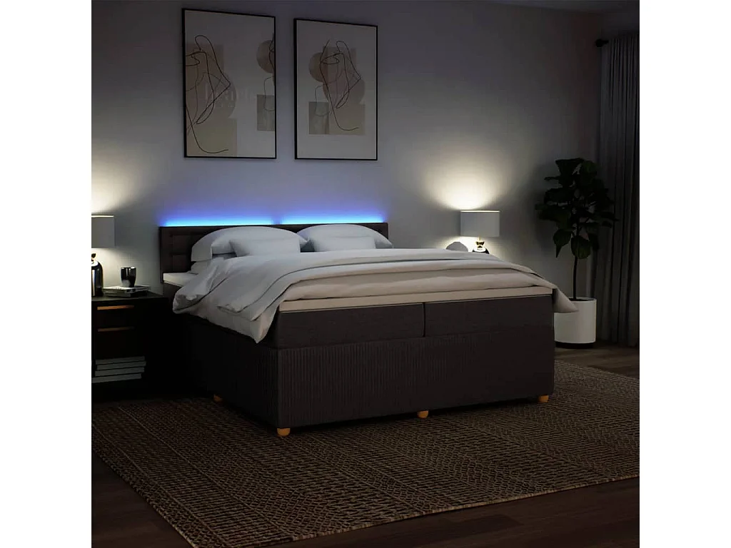 Sommier à lattes de lit avec matelas Marron foncé 200x200 cm