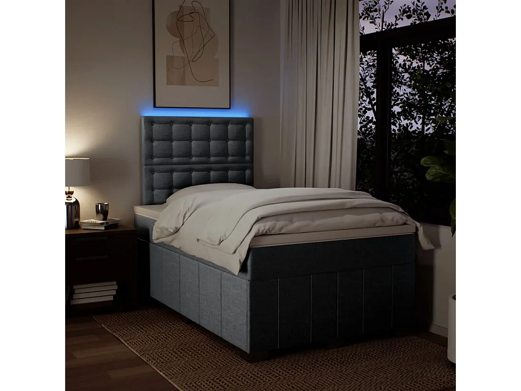 Sommier à lattes de lit avec matelas Gris clair 120x200cm Tissu