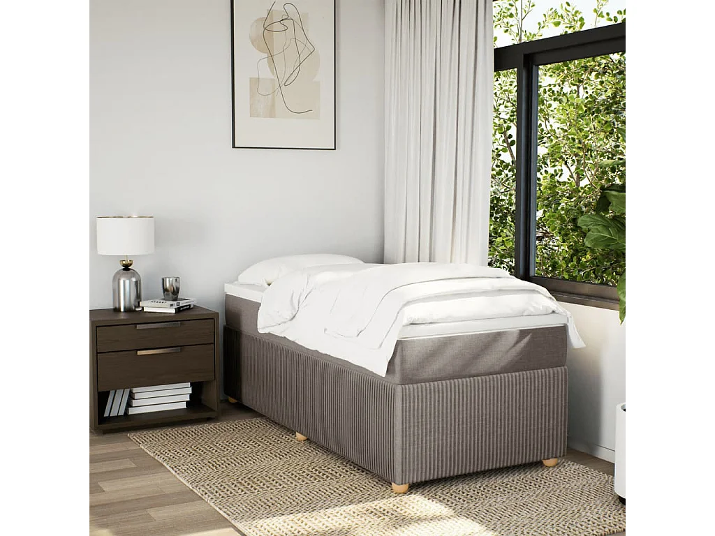 Sommier à lattes de lit avec matelas Taupe 90x200 cm Tissu