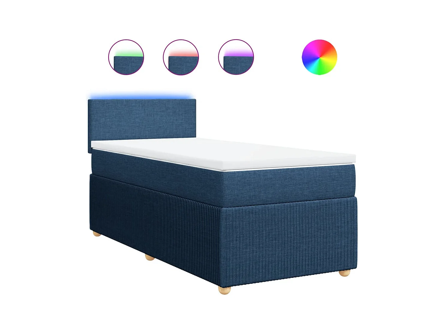 Sommier à lattes de lit avec matelas Bleu 90x190 cm Tissu