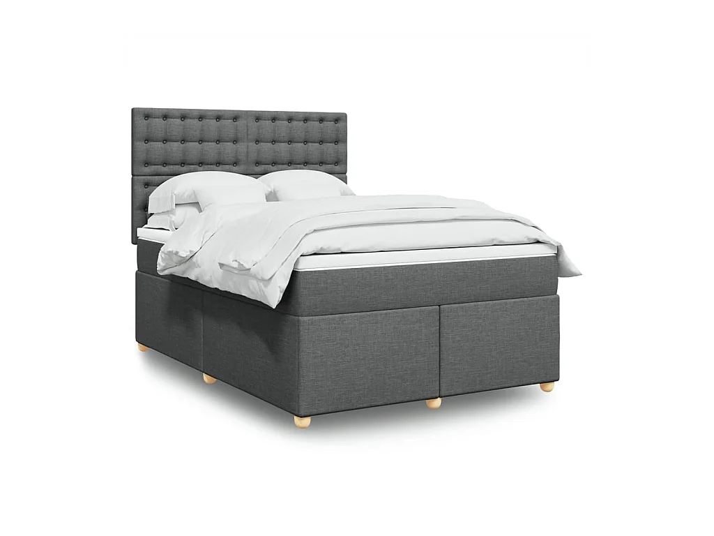 Sommier à lattes de lit avec matelas Gris foncé 160x200cm Tissu