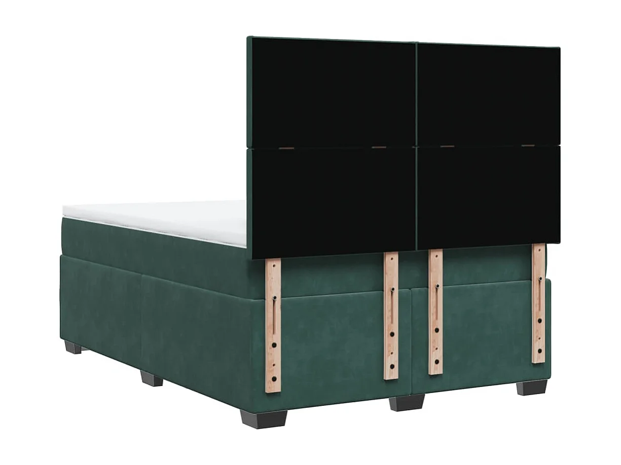 Cama box spring con colchón terciopelo verde oscuro 160x200 cm
