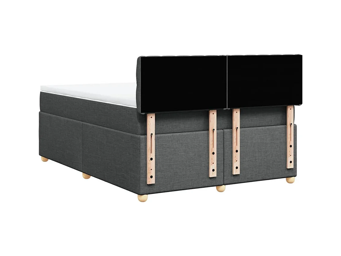 Sommier à lattes de lit avec matelas Gris foncé 160x200cm Tissu