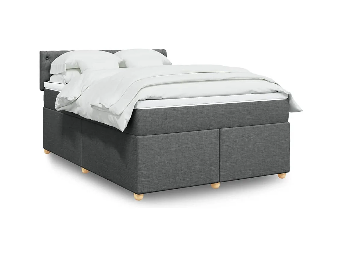 Sommier à lattes de lit avec matelas Gris foncé 160x200cm Tissu