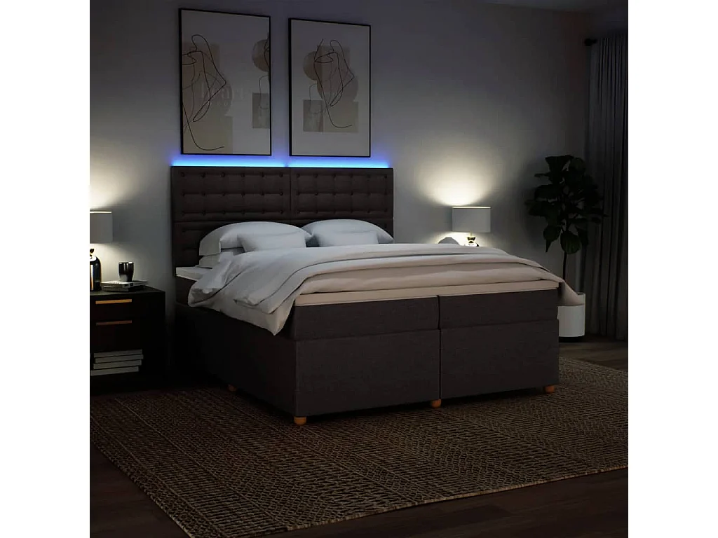 Sommier à lattes de lit avec matelas Marron foncé 200x200 cm