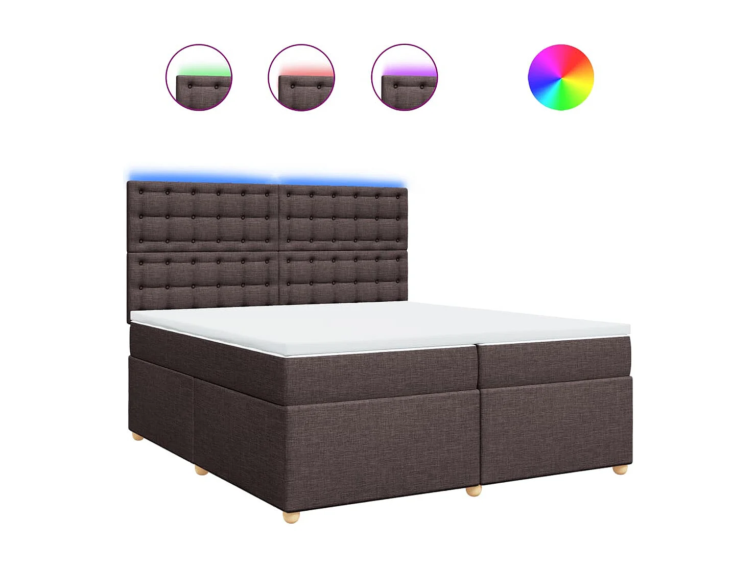 Cama box spring con colchón tela marrón oscuro 200x200 cm