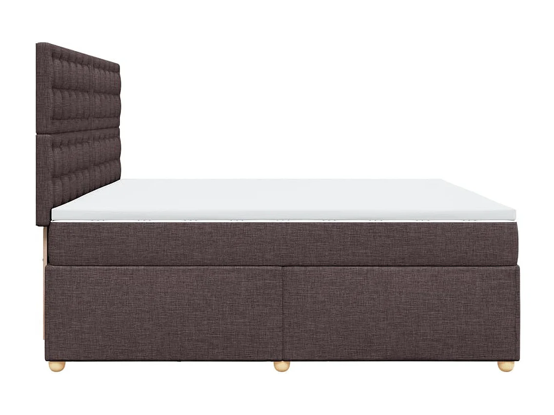 Cama box spring con colchón tela marrón oscuro 200x200 cm