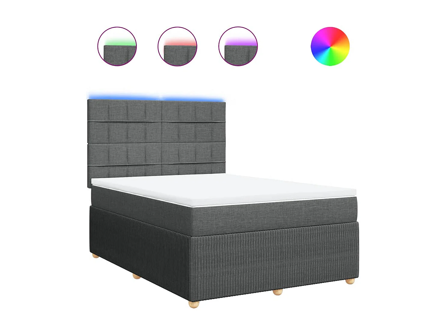 Sommier à lattes de lit avec matelas Gris foncé 160x200cm Tissu