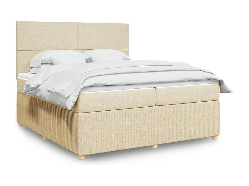 Sommier à lattes de lit avec matelas Crème 200x200 cm Tissu