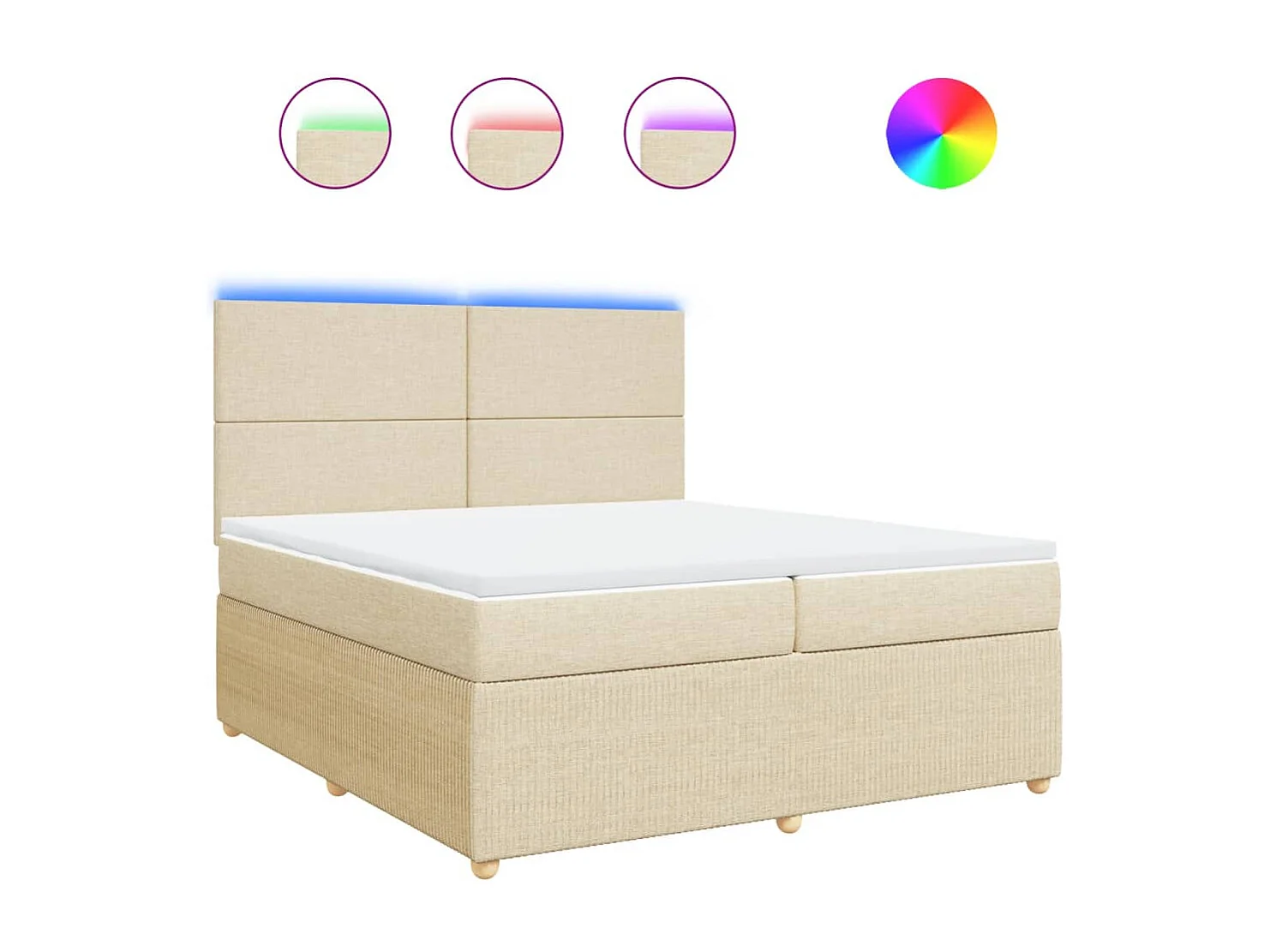 Sommier à lattes de lit avec matelas Crème 200x200 cm Tissu