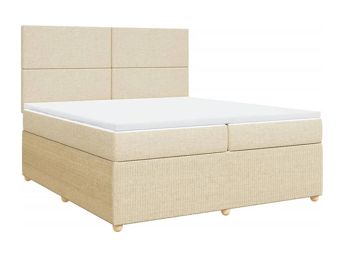 Sommier à lattes de lit avec matelas Crème 200x200 cm Tissu