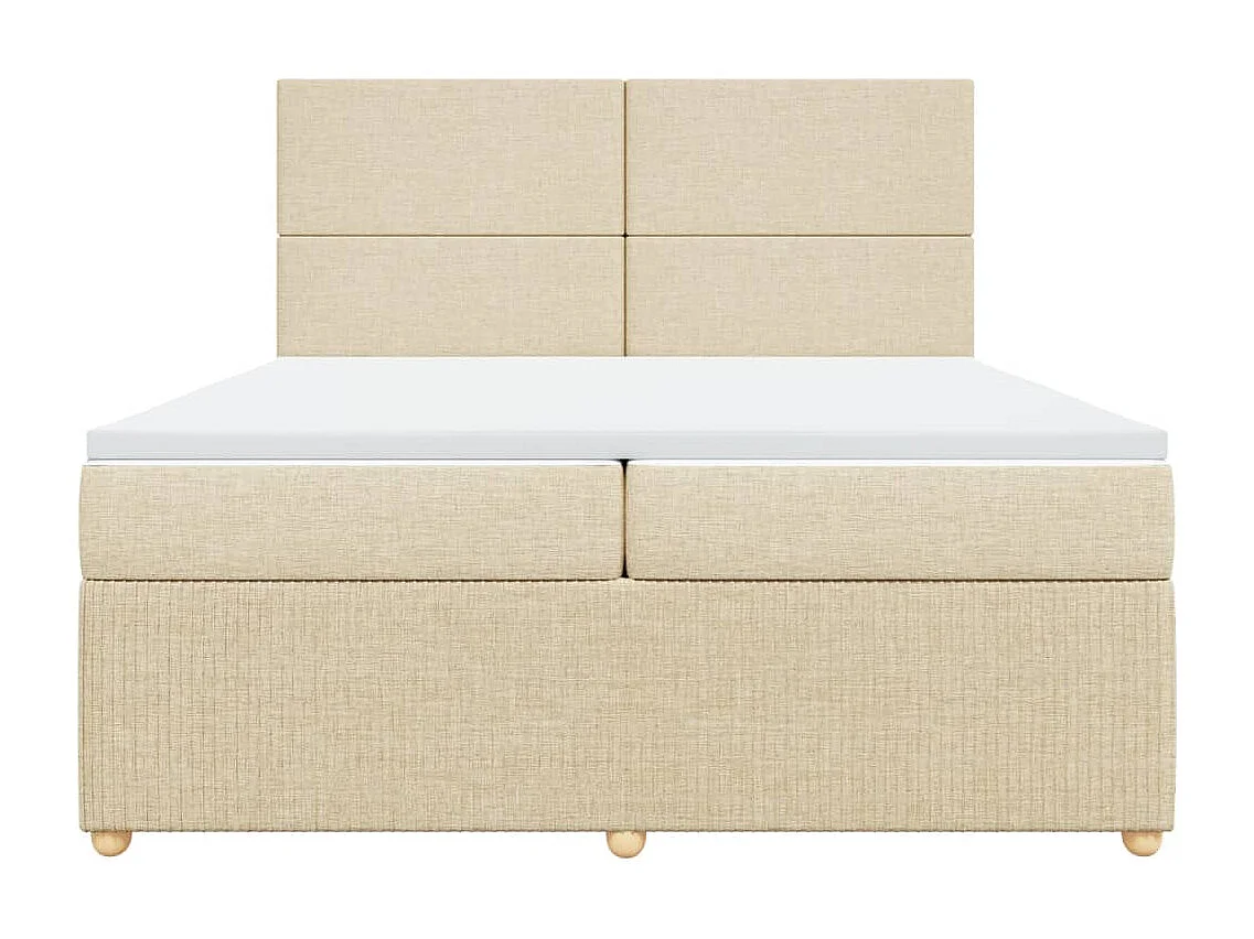 Sommier à lattes de lit avec matelas Crème 200x200 cm Tissu