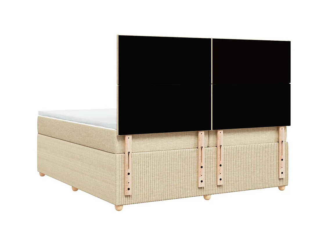 Sommier à lattes de lit avec matelas Crème 200x200 cm Tissu