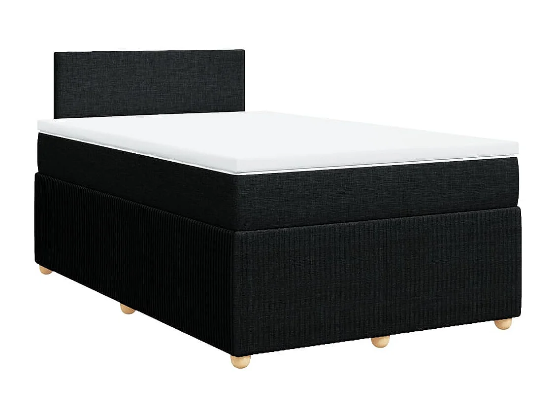 Cama box spring con colchón tela negro 120x200 cm
