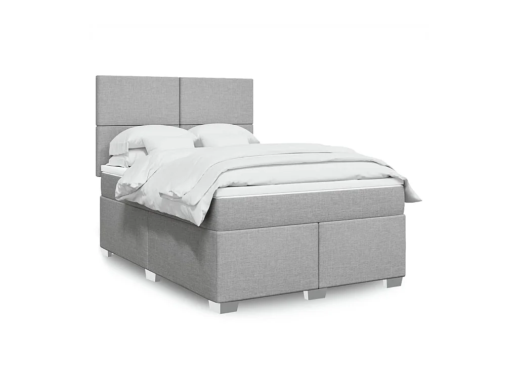 Sommier à lattes de lit avec matelas Gris clair 160x200cm Tissu