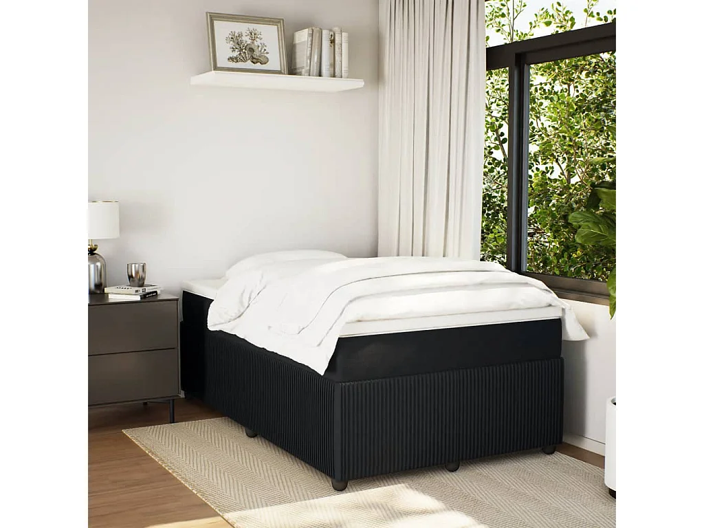 Cama box spring con colchón terciopelo negro 120x200 cm