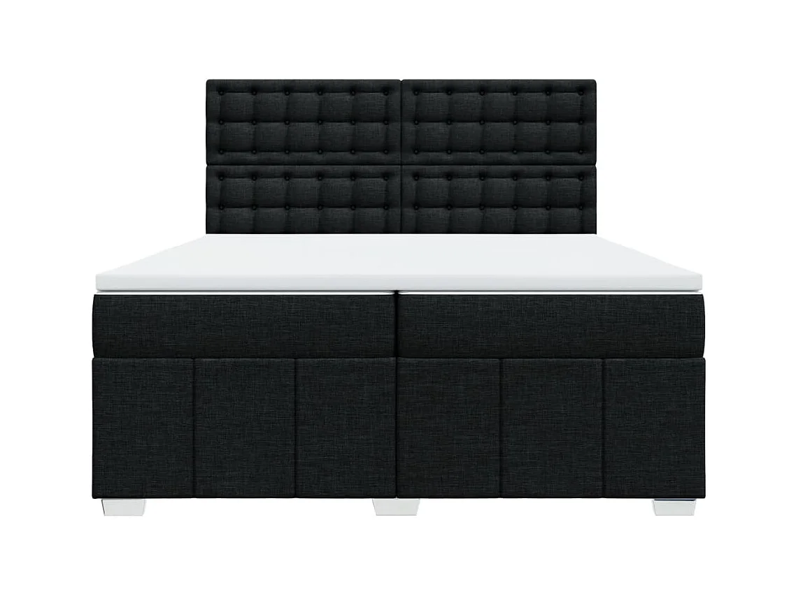 Sommier à lattes de lit avec matelas Noir 200x200 cm Tissu