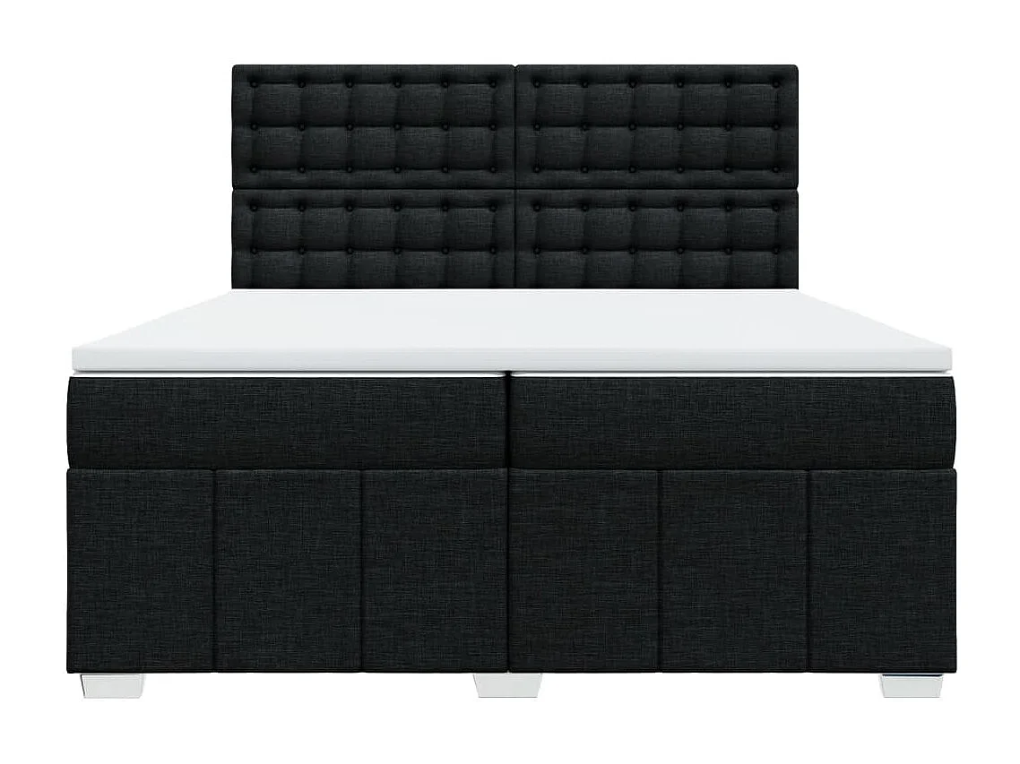 Cama box spring con colchón tela negro 200x200 cm