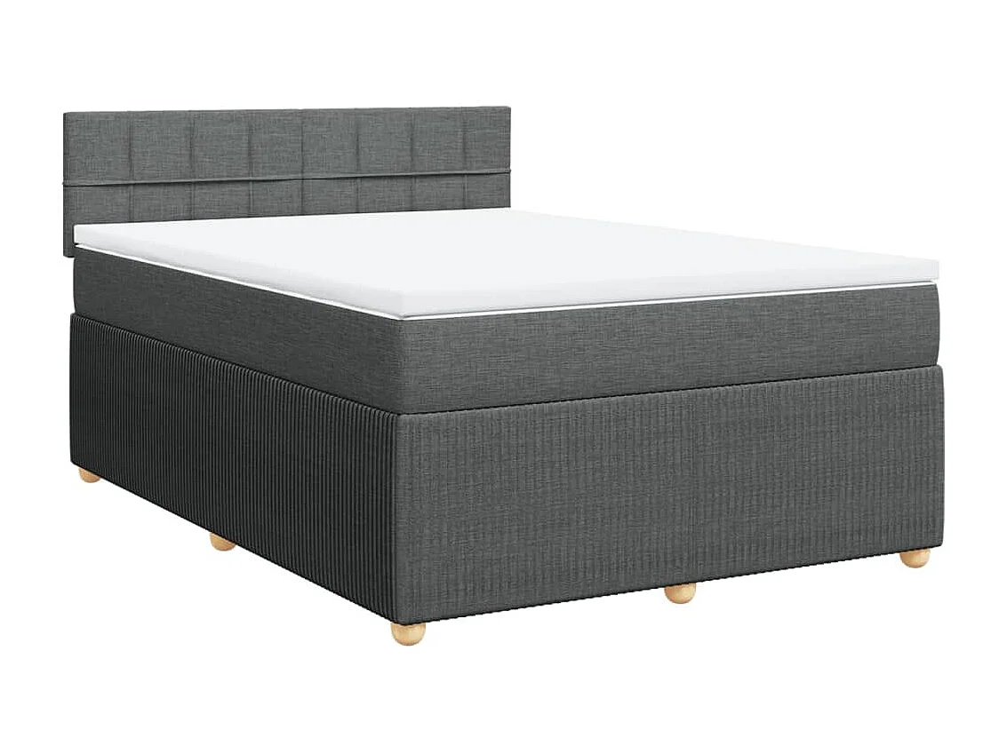 Cama box spring con colchón tela gris oscuro 160x200 cm