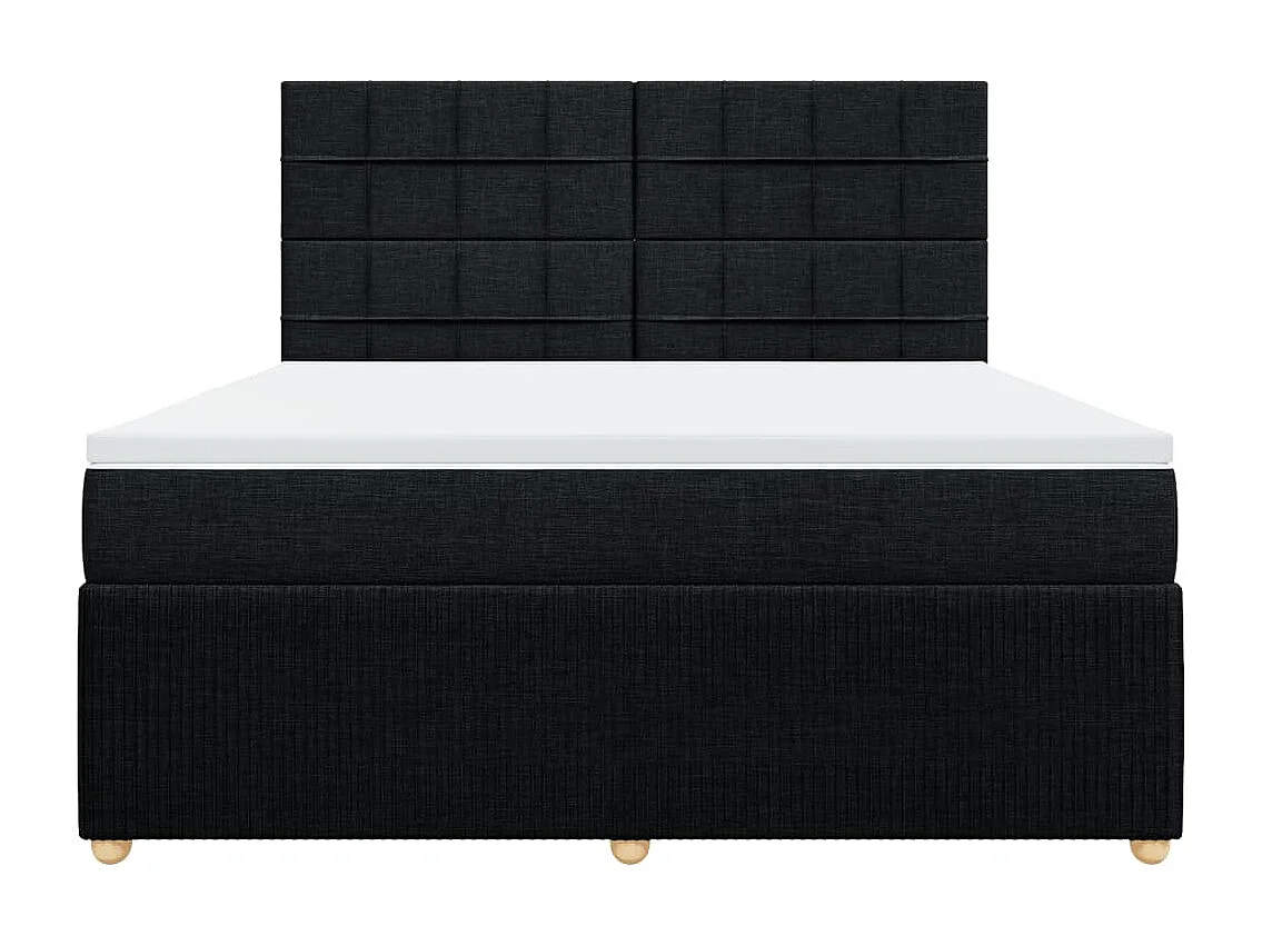 Sommier à lattes de lit avec matelas Noir 180x200 cm Tissu