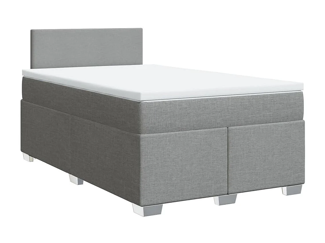 Cama boxspring com colchão 120x190 cm tecido cinzento-claro
