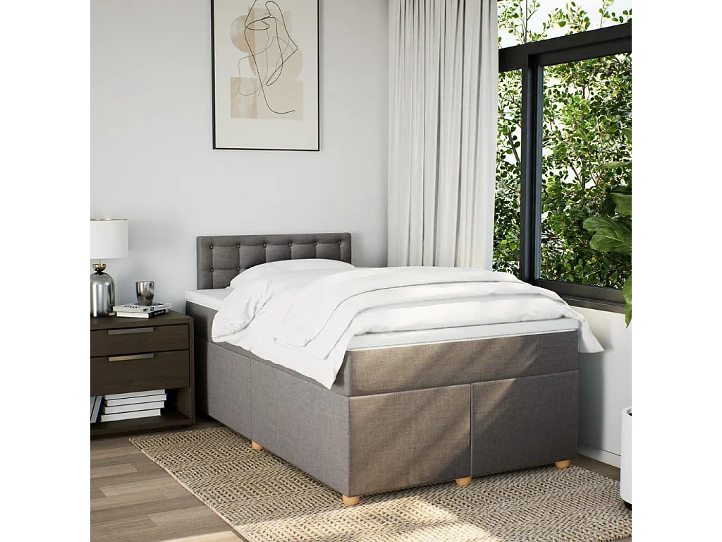 Cama com molas/colchão 120x200 cm tecido castanho-acinzentado