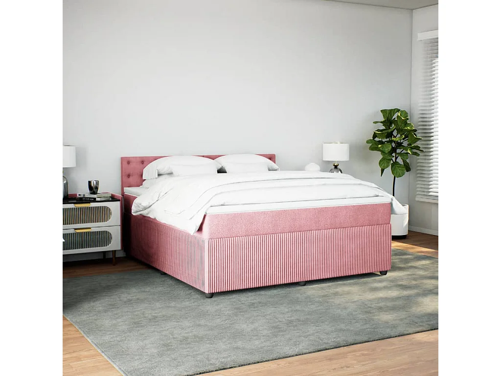 Cama com molas/colchão 180x200 cm veludo rosa