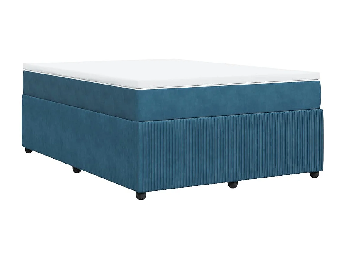 Cama com molas/colchão 140x200 cm veludo azul-escuro
