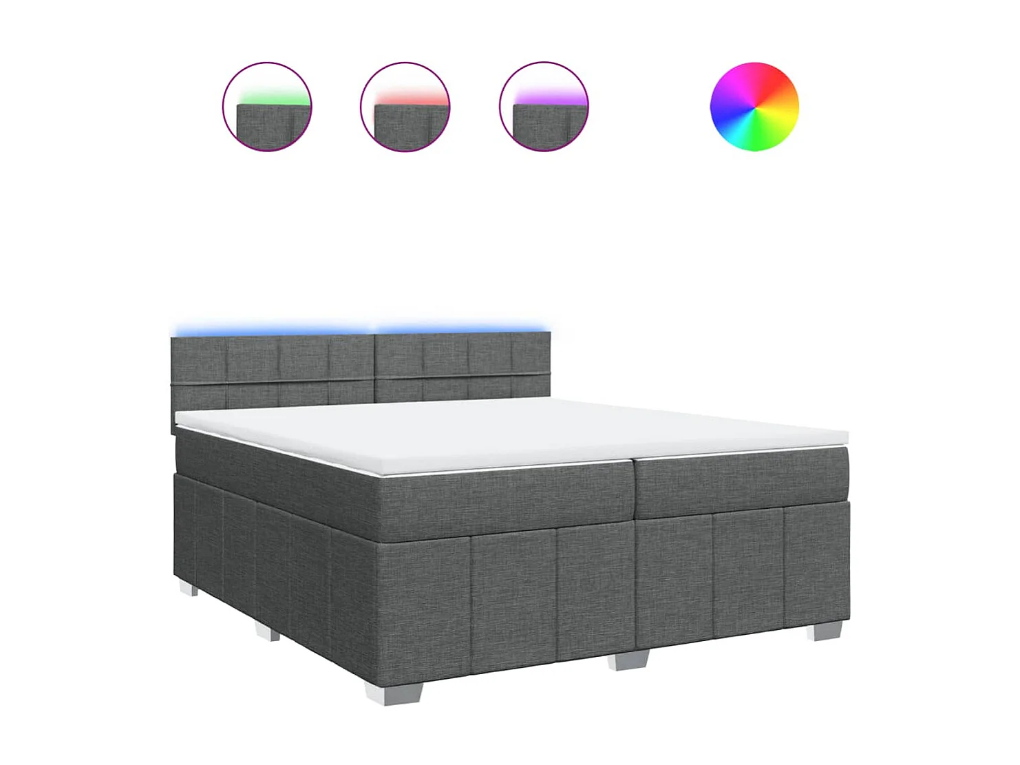 Sommier à lattes de lit avec matelas Gris foncé 200x200cm Tissu