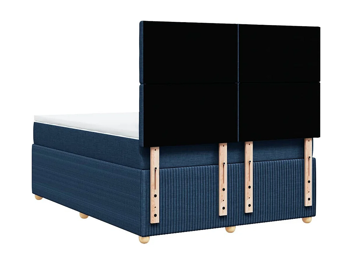 Cama box spring con colchón tela azul 140x200 cm