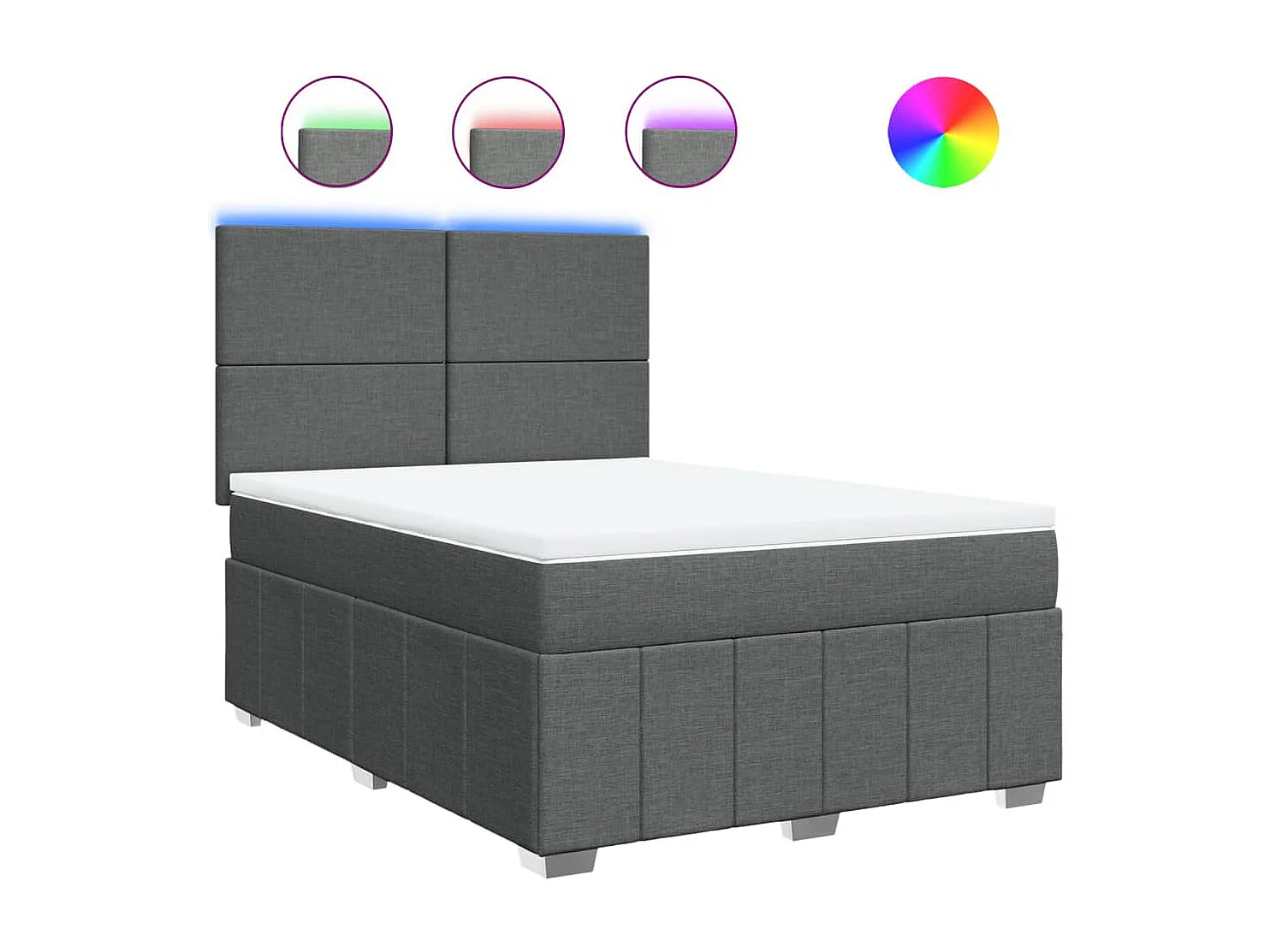 Sommier à lattes de lit avec matelas Gris foncé 140x190cm Tissu