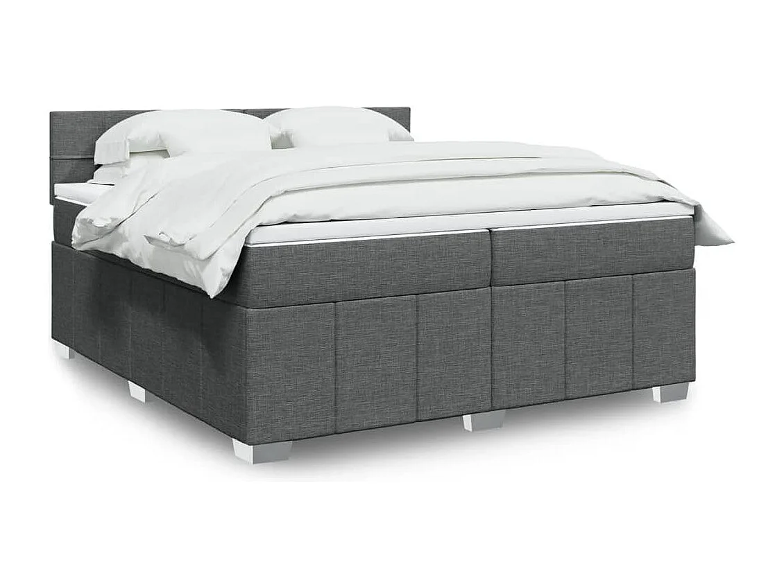 Sommier à lattes de lit avec matelas Gris foncé 200x200cm Tissu
