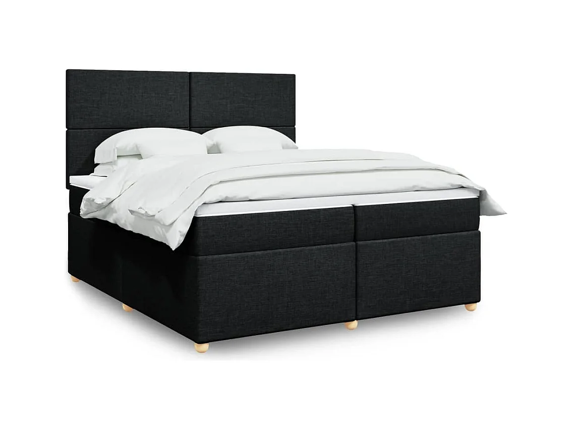 Sommier à lattes de lit avec matelas Noir 200x200 cm Tissu
