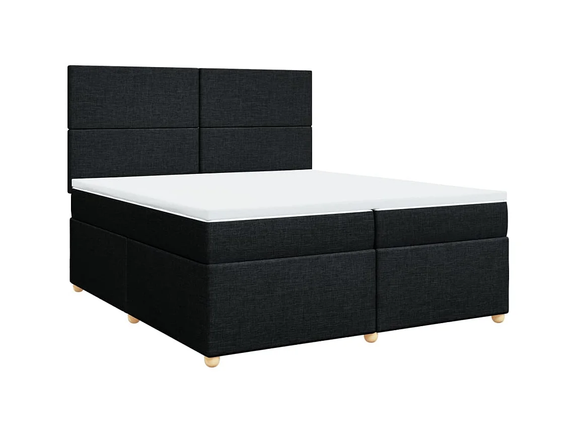 Cama box spring con colchón tela negro 200x200 cm