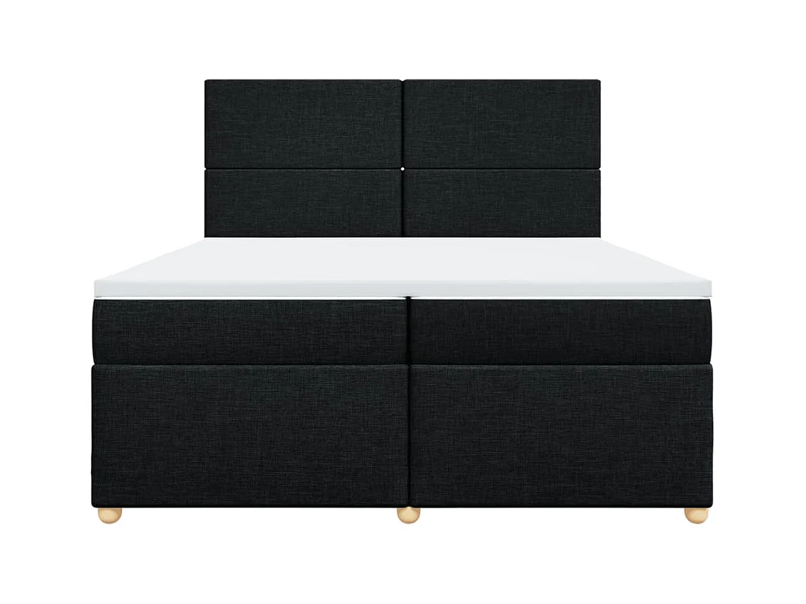 Cama box spring con colchón tela negro 200x200 cm