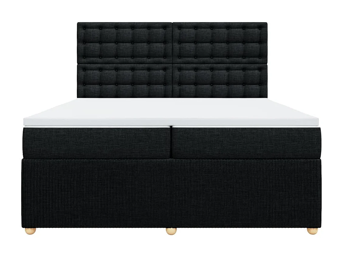 Cama com molas/colchão 200x200 cm tecido preto